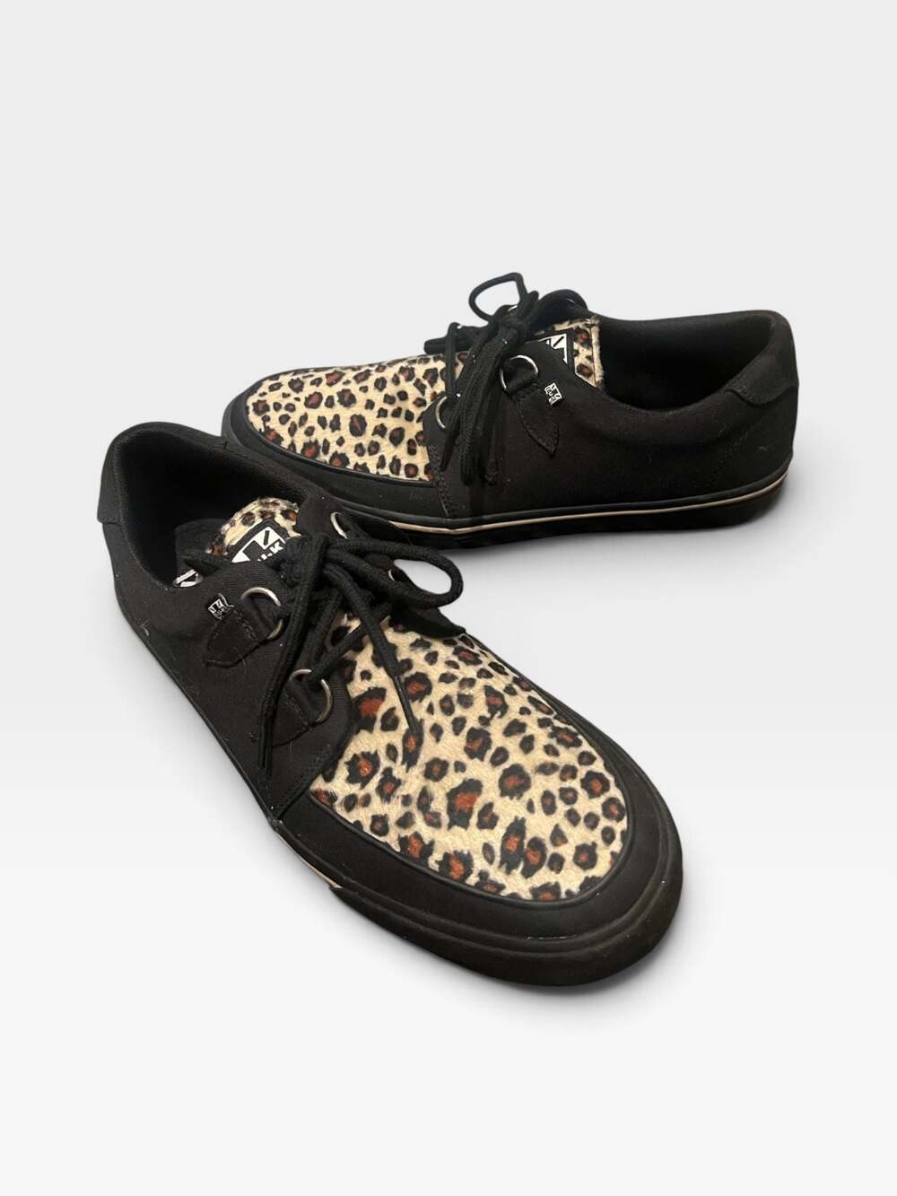 T.U.K. A6142 2-. Black & Leopard Vegan VLK Creeper Sneakers Size: 12M New